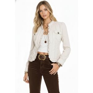 Vintage Y2k Cream Corduroy Ruffle Jacket